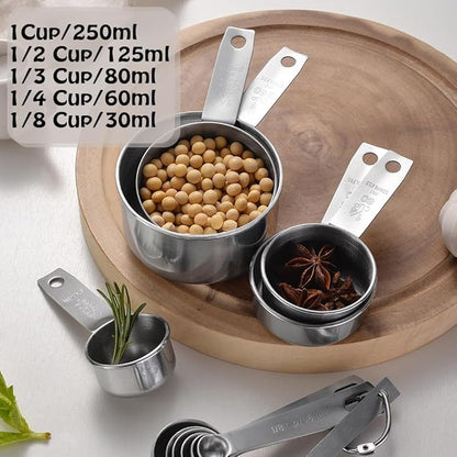 Stainless Steel Measuring Cups Set, 5 Pieces Kitchen Measuring Sets Gadgets tool,For Cooking & Baking,Measure Dry & Wet Ingredients And Liquid (Cups) - Image 2