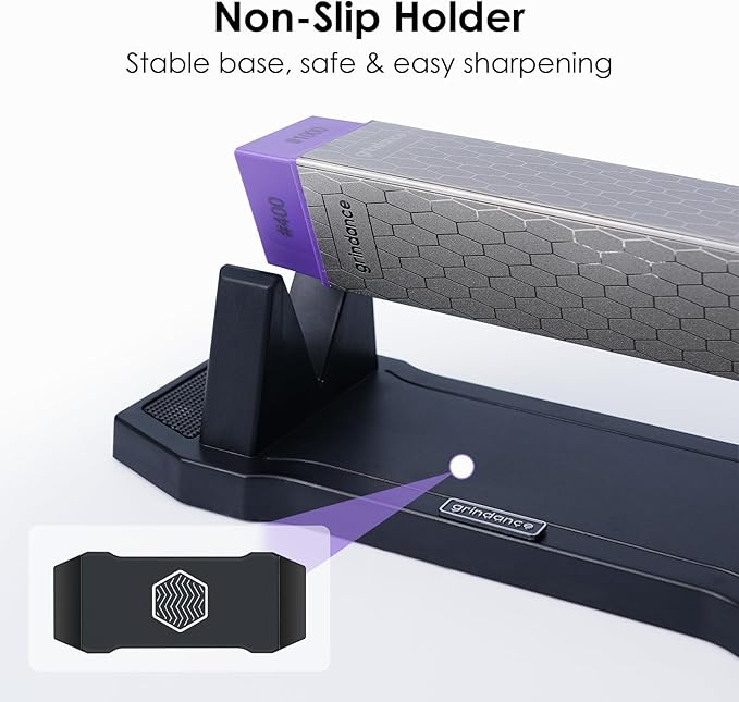 3-Sided Diamond Sharpening Stone 400/1000/8000 Grit Whetstone with Angle Guide, Non-Slip Base, Leather Strop & Glove Premium Knife Sharpener for Kitchen, Hunting & Outdoor