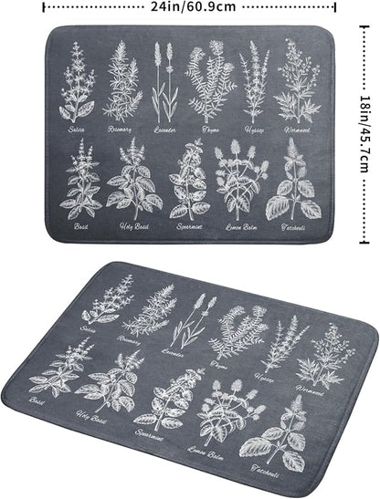Flower Herbs Dish Drying Mat Wild Plant Dish Rack Mat with Hanging Loop Fast Dry Dish Drainer Pad for Kitchen Counter Sink 18x24 Inch