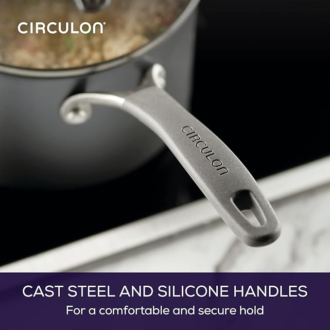 Circulon A1 Series w/ ScratchDefense Nonstick Induction Straining Sauce Pan with Lid, 3-Quart, Saucepan with Pour Spout, Graphite - Image 6