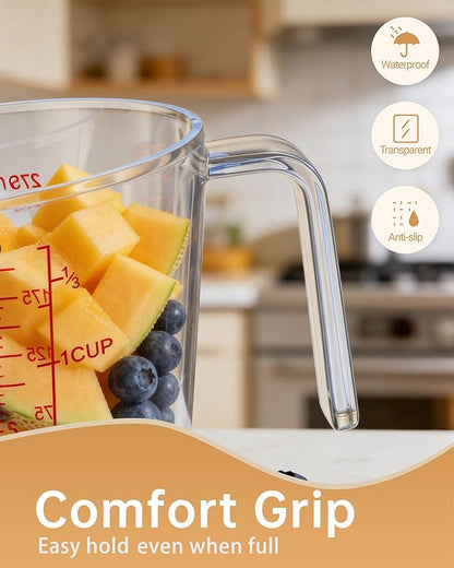 Measuring Cups, Plastic Measuring Cups Set of 3-1000ml, 600ml, 300ml with Spout & Easy-Pour Design, Leak-Proof, Cooking, Baking, Liquid & Dry Ingredients, (ML/OZ/CUP) - Image 6