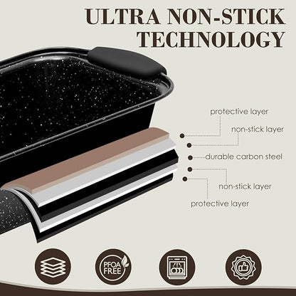 Baking Pans Set Nonstick, Bakeware Sets Stackable with Silicone Handles, AIVIKI 22 Pieces Oven Pan for Cooking Including Baking Cookie Sheet with Rack, Roast Pan, Cake Pan, Loaf Pan, Muffin Pan, Black - Image 5