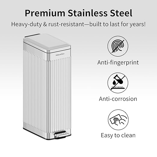 Soft-Close Trash Can with lid，8 Gallon/30L Anti-Fingerprint Stainless Steel Garbage Can with Foot Pedal for Kitchen - Image 5