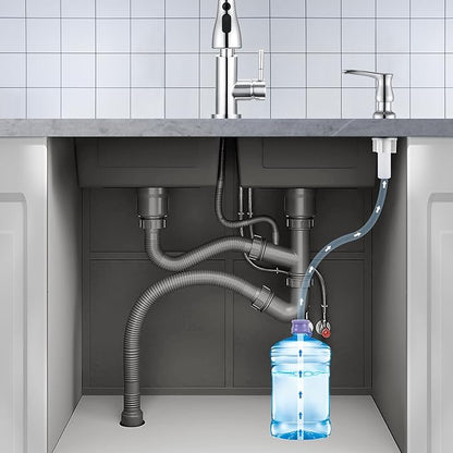 GAGALIFE Kitchen Sink Soap Dispenser Chrome, Under Sink Soap Dispenser with 40" Silicone Extension Tube Kit,Say Goodbye to Frequent Refills - Image 8