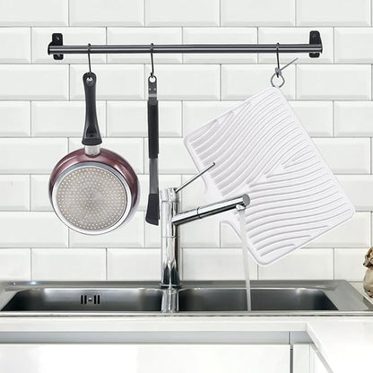 TIKNIK Silicone Dish Drying Mat, Stone Drying Mat for Kitchen Counter with Built-In Drain, Non-Slip Drain Pad with Built-in Drain, Heat Resistant Stone Drying Mat, Hangable, White-2pcs, 16" x 12" - Image 3