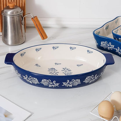 Wisenvoy Casserole Dish Baking Dish Ceramic Au Gratin Baking Dish Lasagna Pan Oval Casserole Dishes for Oven - Image 4