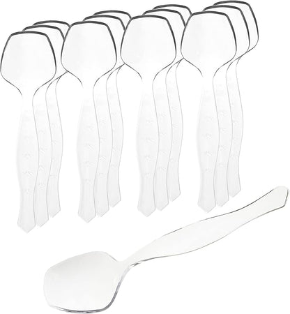 PARTY BARGAINS Disposable Clear Plastic Serving Spoons 8.75″ – Heavy-Duty Clear Plastic Spoons for Parties, Catering, Weddings, Events – 12 Count