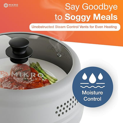 Mikro Innovations Glass & Silicone Microwave Splatter Cover – Tall and Collapsible Design that fits 6-10.5in Plates and Bowls - Space Saving, BPA Free & Dishwasher Safe (1, Gray, large)