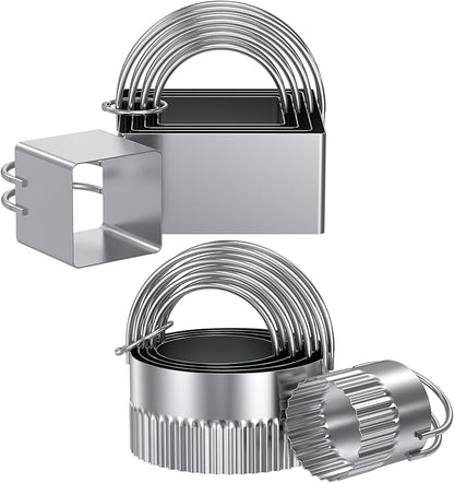 Biscuit Cutter Set of 10 pcs, Square and Fluted Cookie Cutter Set with Handle, Stainless Steel Round Biscuit Cutters, Professional Baking Dough Tools by Unknown