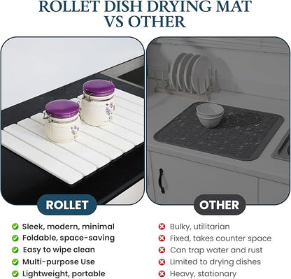 Stone Drying Mat for Kitchen Counter 24"×16"with Water Absorbent Diatomite Coasters 8" x 4", Foldable Quick Dry Mats for kitchen Dishes, Non Slip Quick Drying Diatomaceous Earth For Any Countertop - Image 5
