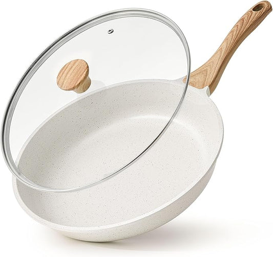 SENSARTE Nonstick Ceramic Frying Pan Skillet with Lid, 11 Inch Omelet Pan, Healthy Non Toxic Chefs Pan, Induction Compatible Egg Pan with Heat Resistant Handle, Free of Intentionally Added PFAS/PTFE by SENSARTE