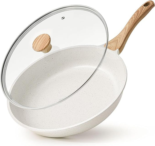 SENSARTE Nonstick Ceramic Frying Pan with Lid 8/9.5/10/11/12.5 Inch Omelet Pan Skillet, Free of Intentionally Added PFAS/PTFE Non-toxic Chef's Pan Induction Compatible Pan, Heat Resistant Handle by SENSARTE