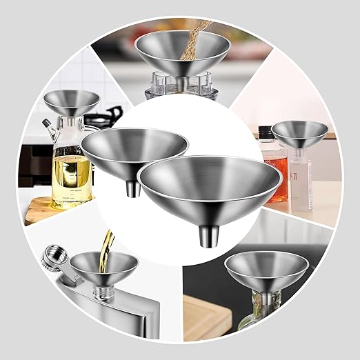 Serinar 2 Piece Small Stainless Steel Filling Mini Funnel, Flask Funnel, Large for Kitchen, Small for Flask, Essential Oil Delivery - Image 5