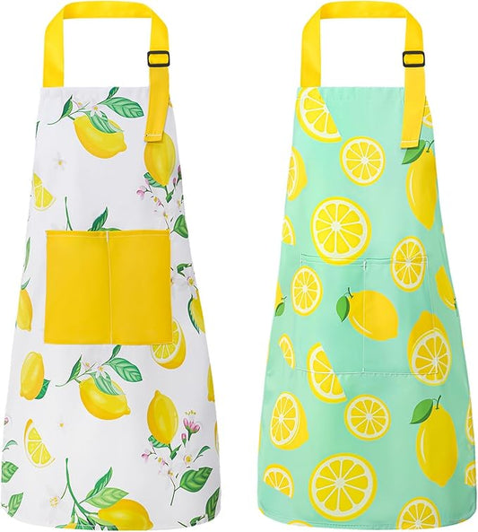 2 Pack Kids Apron, Cute Cooking Aprons, Waterproof Art Apron with Pockets, Toddler Painting Artist Apron Adjustable