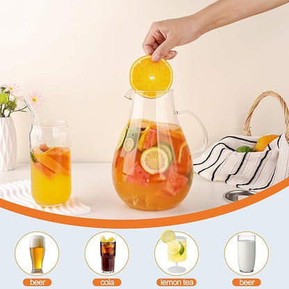 2500ml Glass Pitcher with Lid, 88 Ounces with Precise Scale Line, Hot/Cold Water Jug, Juice and Iced Tea Beverage Carafe with Lid - Image 4