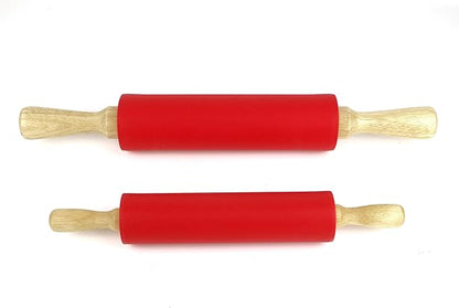 Silicone Rolling Pin for Baking Non-stick Rolling Pin Dough Roller Wooden Handle Kitchen Accessories Pastry Roller