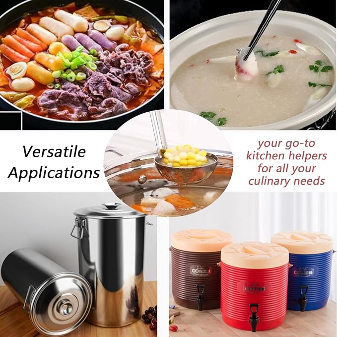 3 Pcs 2 oz Stainless Steel Soup Ladle Set, Long Handle Serving Spoons with Hooked Handles, Kitchen Cooking Utensils for Sauce Gravy Stew - Image 6