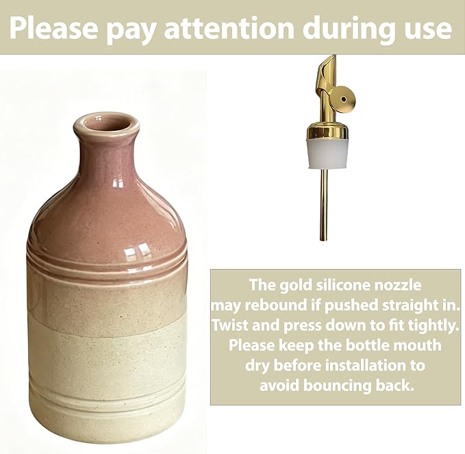 Ceramic Olive Oil Dispenser Bottle for Kitchen,Large Capacity 23.6Oz/700ml Gradient Purple with Gold Spout,Suitable for Storage Olive Oil, Vinegar, Soy Sauce,Lemon Juice (Purple)