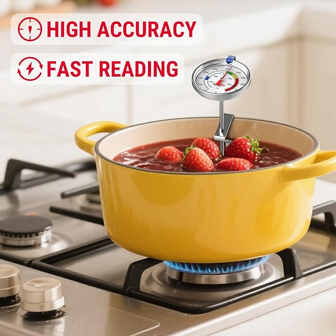 TempPro Candy Thermometer with Pot Clip, 9" Long Probe Deep Fry Oil Thermometer for Frying & Candy Making, Fryer Cooking Thermometer fo Chocolate, Caramel, Baking - 2 Pack (Previously ThermoPro) - Image 2