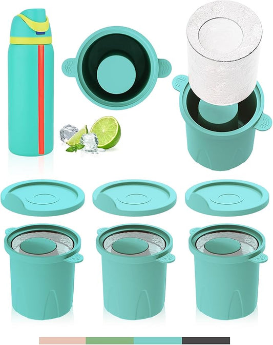 Ice Molds for Owala 24-40oz, Set of 3, Food-Grade Soft Silicone, No White Residue, Easy to Release, Straw Placement Compatible with Owala FreeSip, Keeps Drinks Cold Longer (Light Blue)