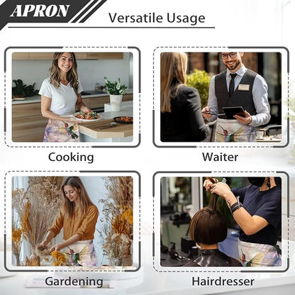 Server Apron with 3 Pockets, Waterproof Oil Waitress Waiter Half Apron for Restaurant Hotel Kitchen Cafe