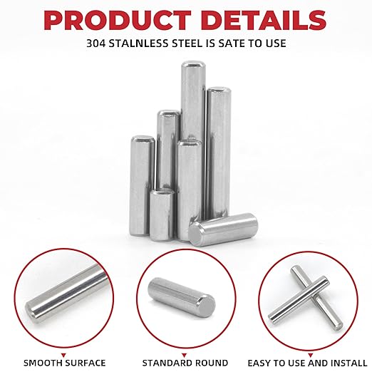 110Pcs Dowel Pins Shelf Support Pegs Kit, Stainless Steel Shelf Support Pin Fasten Elements Assortment Set M5 x 10/15/20/25/30/35/40mm, Metal Cabinet Shelf Pins Kit - Image 6