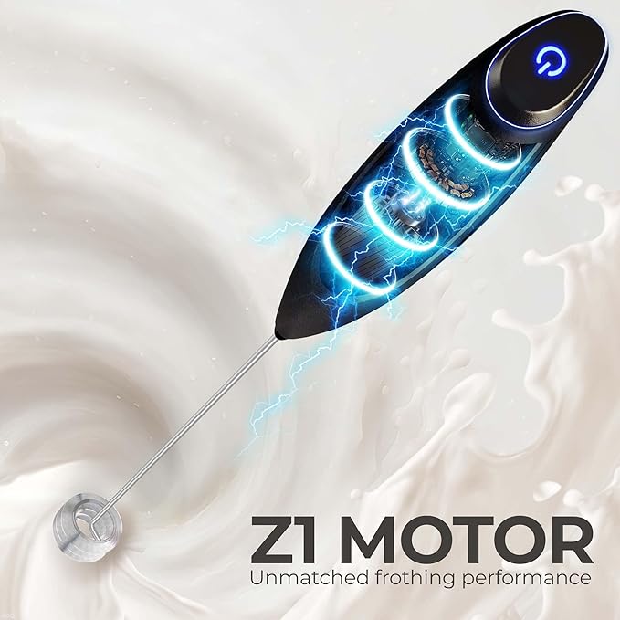 Zulay Kitchen Patented Tornado Triple Whisk Milk Frother with 4 Duracell Batteries – Handheld Foam Maker for Coffee, Lattes, Matcha & Hot Chocolate – Rich, Creamy Froth in Seconds - Executive Black - Image 7