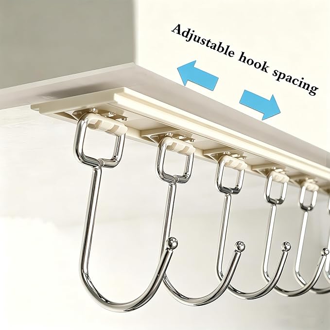 Cociat 2PCS Utensil Racks with 8 Hooks 17 Inch White Kitchen Utensil Holders Hanging Utensil Rack Multifunctional (17 inch White) - Image 3
