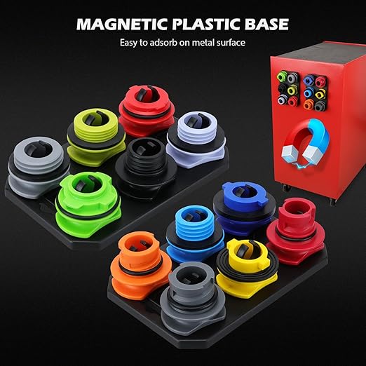18-Piece Engine Oil Funnel Kit, 1.59QT/1.5L Automotive Oil Funnel Set with 12 Adapters, Elbow Fitting, Arrow Screen and Magnetic Storage Hooks Tray, Compatible with GM, Ford, BMW, Audi, Land Rover Etc - Image 7
