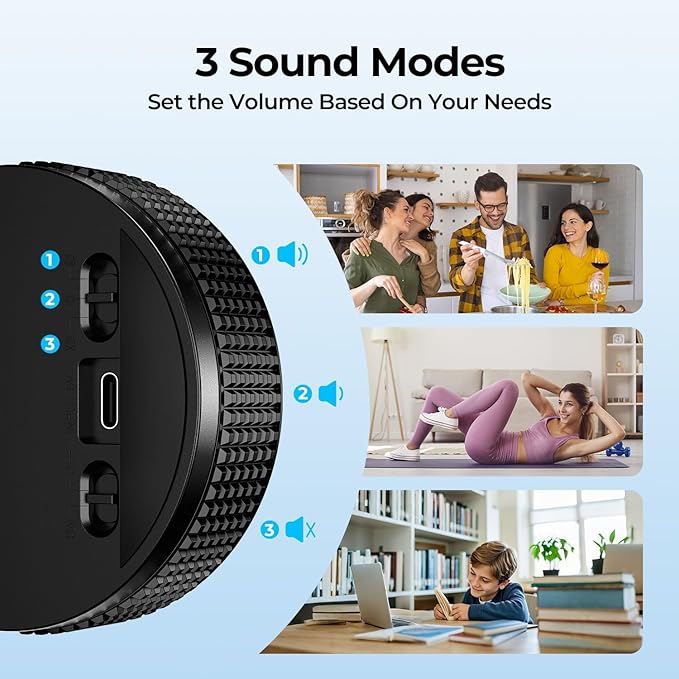 Digital Kitchen Timer, Large Display Magnetic Countdown Countup Timer, 3 Preset Times (5, 15, 25),Volume & Brightness Adjustable for Cooking Classroom Studying, Easy for Kids (Black,2Pcs) - Image 5