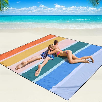 WIWIGO Beach Blanket Waterproof Sandproof Beach Mat 79" X 83"/10'x9'for 2-8 Adults Quick Drying Outdoor Picnic Mat Beach Accessories for Travel, Camping, Hiking by WIWIGO