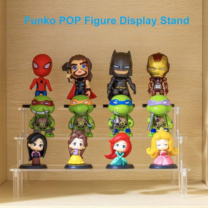 HENABLE Large Acrylic Display Risers, Perfume Stand Organizer, Clear Acrylic Shelf Risers for Display Stands for Food, Tabletop Use, Amiibo Funko POP Figure, 3 Tier Clear Cupcake Stand Risers