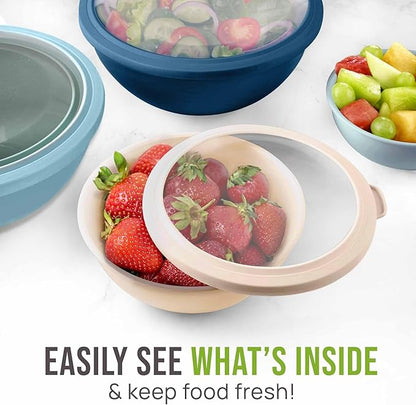 Zulay Kitchen 12 Piece Plastic Mixing Bowls with Leak-Proof Lids Set - Microwave and Freezer Safe Kitchen Mixing Bowls for Preparing, Serving and Storing - Large Nesting Bowls (Twilight Ombre) - Image 5