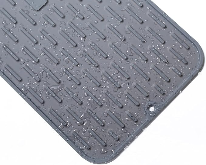 To encounter Silicone Dish Drying Mat -Small 17.5" x 8" - Set of 2 Flexible Stemware Drying Mat, Heat Resistant Silicone Trivet, Countertop Mat, Dish Draining Mat, Sink Mat - Image 2