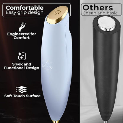 Zulay Kitchen Patented Tornado Triple Whisk Milk Frother with 4 Duracell Batteries – Handheld Foam Maker for Coffee, Lattes, Matcha & Hot Chocolate – Rich, Creamy Froth in Seconds - Lavender - Image 4
