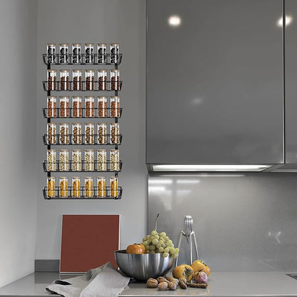 SWOMMOLY Adjustable Wall Mount Spice Rack Organizer, 12-Tier Dual-use (Multi-use) Hanging Spice Shelf Storage for Kitchen Pantry Cabinet Door, Seasoning Holder Organizer, Black - Image 4