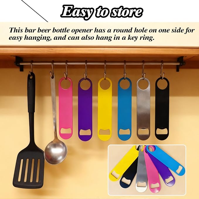 6 Pcs Colorful Stainless Steel Heavy Duty Flat Bottle Openers, 7 Inch Solid Beer Opener for Bartenders, Bars, Kitchens, Weddings, Birthday Parties - Image 3