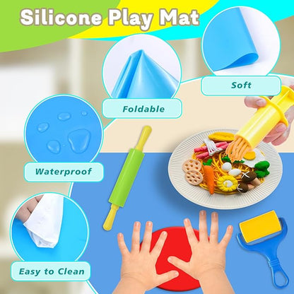 Dough Tool Set, 31 Pcs Basic Dough Tools Kits for Kids, Dough Accessories Includes Storage Container, Mat, 3D Animal, Cutters Roller, Rolling Pins, Safety Scissors - Image 4