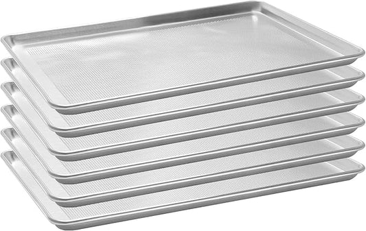 6 Pack Full Size Aluminum Perforated Baking Sheet Pan, 26"×18" Cookie Sheets For Oven in Bakery, Restaurant & Kitchen by FSUON