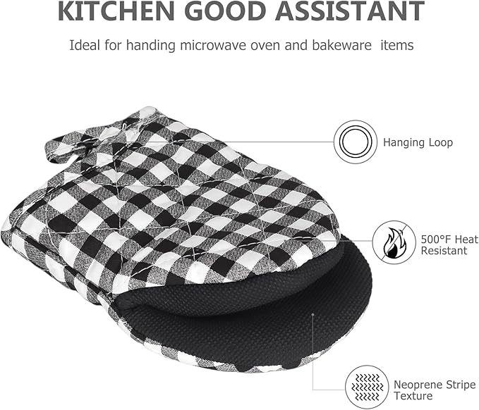1 Pair Short Oven Mitts - Silicone Kitchen Oven Gloves High Heat Resistant 500℉, Mini Oven Mits with Non-Slip Grip Surfaces and Hanging Loop for BBQ, Baking, Cooking and Grilling - Image 4