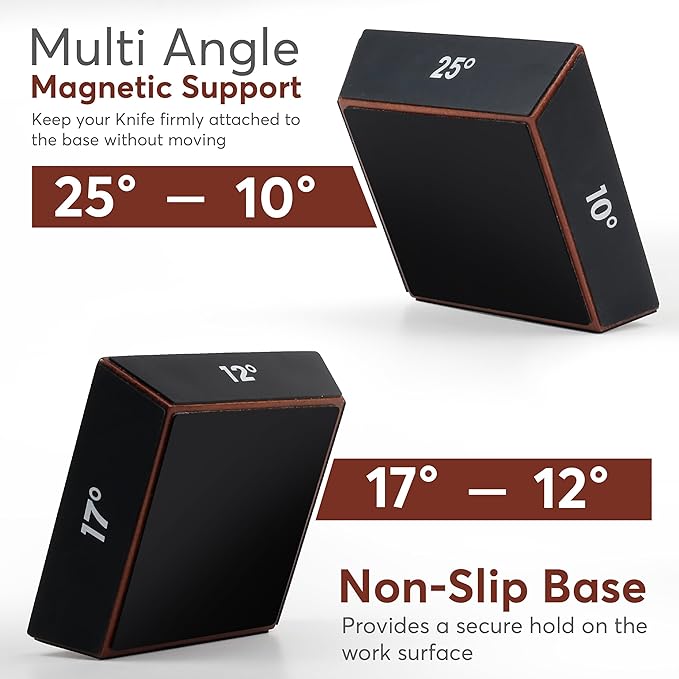Rolling Knife Sharpener with Diamond and Ceramic Discs, Adjustable Kitchen Knife Sharpenier with 10°, 12°, 17° & 25° Magnetic Angles, Strong and Durable Knife Sharpener (Brown) - Image 2