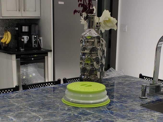 Dependable Industries' 2-in-1 Collapsible Microwave Splatter Guard Cover & Vegetable Washing Colander: The Ultimate Space-Saving Kitchen Essential