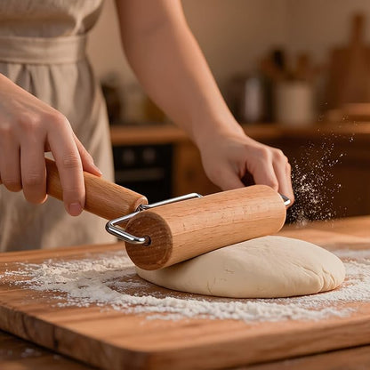 Pizza Rolling Pin Small Rolling Pin Wooden Dough Roller Non Stick Pizza Dough Roller for Baking Pastry Tortilla Cookie Dumpling Rolling Pins for Baking (TH-Style)