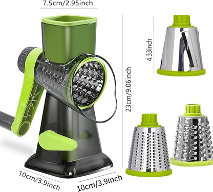 Dachenus Cheese Grater Rotary Cheese Grater,Versatile Cheese Shredder,Blades for Shredding, Grating, Slicing,Cheese Shredder with Suction Base and Cleaning Brush Kitchen Gift (green)