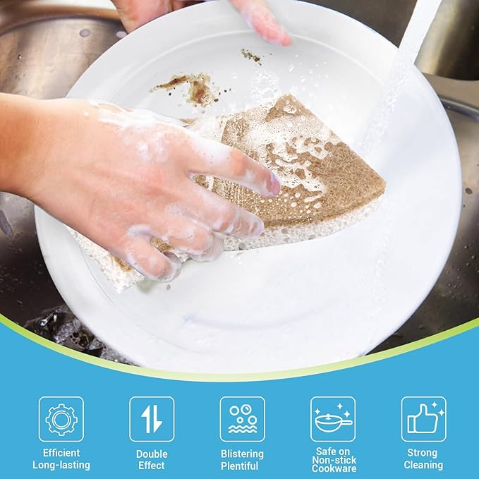 AIDEA XL Scrub Sponges Non-Scratch, 24Count, Large Natural Sponge for Non Stick Cookware, Sponges Kitchen, Cellulose Cleaning Sponge for Dishes, Kitchen, Bathroom, Household - Image 4