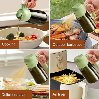 YARRAMATE 16oz/470ml Light Blocking Oil Sprayer for Cooking with Stickers, Food-Grade 2 in 1 Olive Oil Dispenser Bottle for Kitchen, Premium Dark Green Glass Oil Bottle for Air Fryer, BBQ (Green) - Image 8