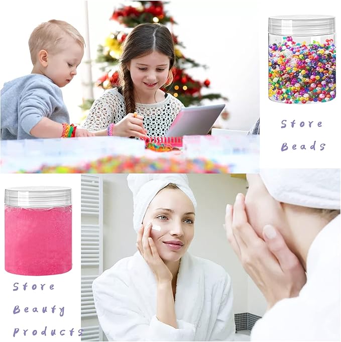 20 Pack 4oz Clear Plastic Jars with Lids,115ml Wide-Mouth Refillable Storage Containers,Empty Round Containers for Candy,Beads,Lotion,Slime Making and Food Storage - Image 6