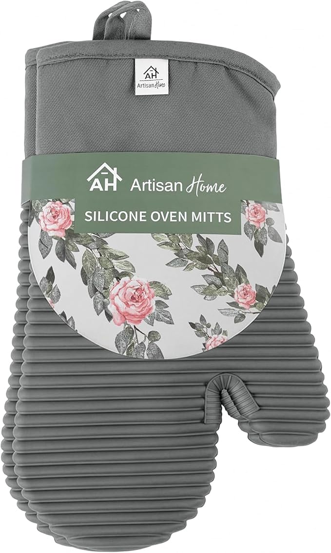 Extra Long Silicone Oven Mitts | Heat Resistant 500°F BPA-Free Food Grade Silicone Kitchen Mittens | 2-Piece Set of Oven Gloves Kitchens - Image 8