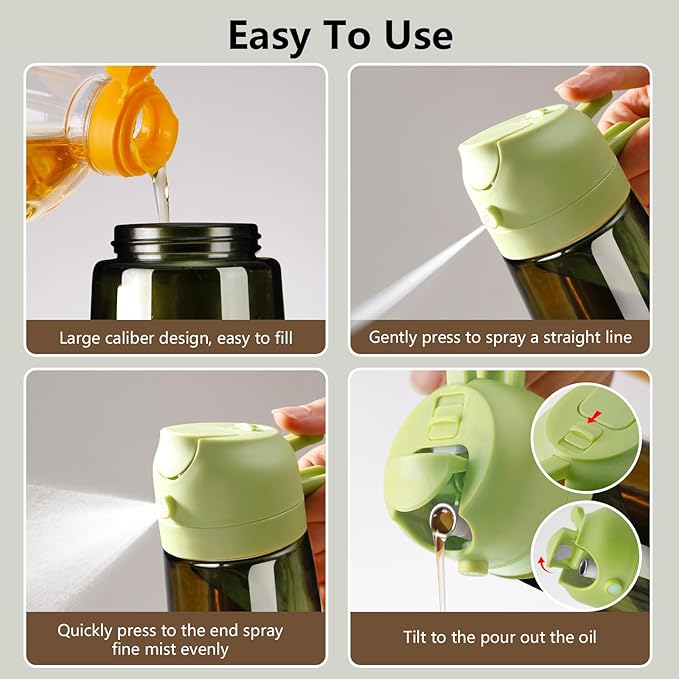 SWEET VIEW Olive Oil Dispenser and Oil Sprayer – 16oz/470ml Glass Light-Proof Oil Pourer for Kitchen, Air Fryer, Cooking, Salad, and BBQ - Image 2