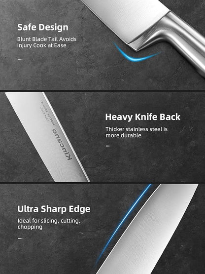 Knife Set, 14 PCS High Carbon Stainless Steel Super Sharp Kitchen Knife Set for Chef with Acrylic Stand, include Steak Knives, Sharpener and Scissors, Ergonomical Design by kincano
